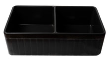 Load image into Gallery viewer, ALFI brand ABF3318D-BM Black Matte Smooth Apron 33&quot; x 18&quot; Double Bowl Fireclay Farm Sink
