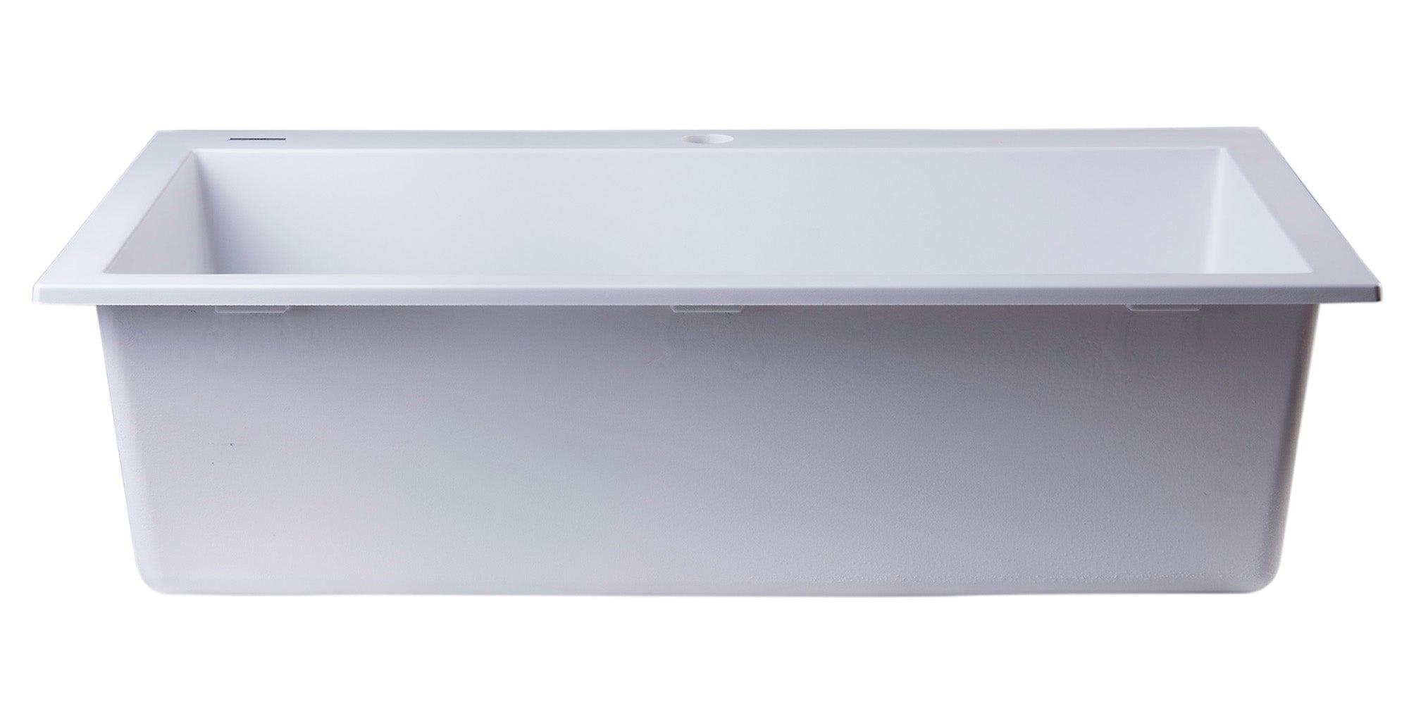 ALFI brand AB3020DI-W White 30" Drop-In Single Bowl Granite Composite Kitchen Sink