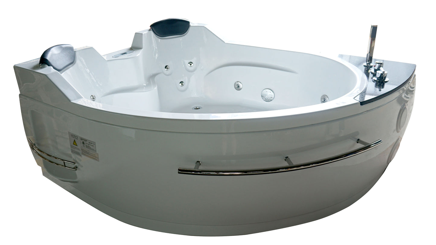 EAGO AM113ETL-R 5.5 ft Left Drain Corner Acrylic White Whirlpool Bathtub for Two