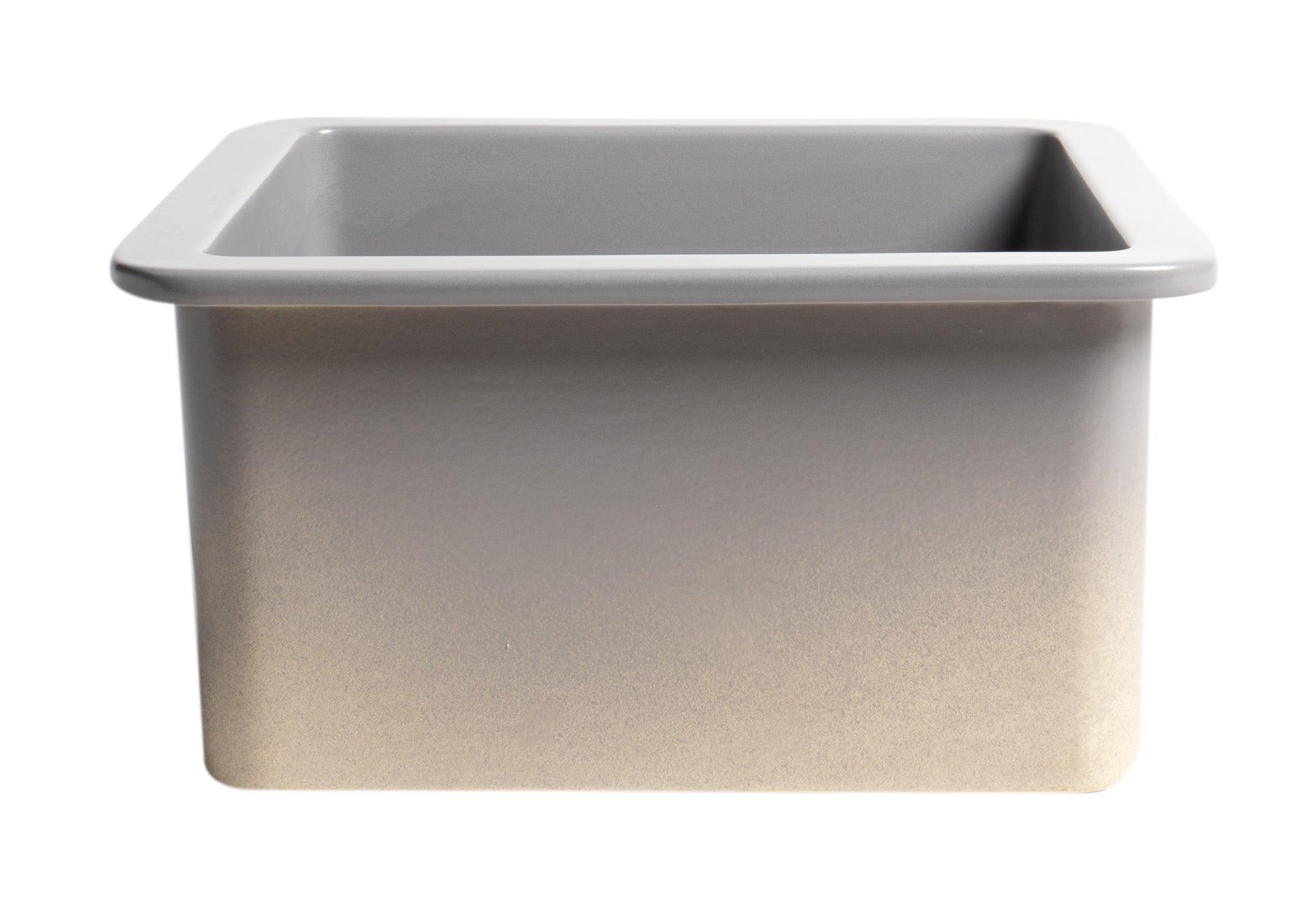 ALFI brand ABF1818S-GM Gray Matte Square 18" x 18" Undermount / Drop In Fireclay Prep Sink