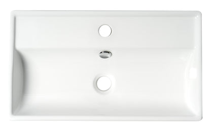 ALFI brand ABC122 White 22" Rectangular Wall Mounted Ceramic Sink with Faucet Hole