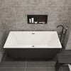 ALFI brand AB8834 59 inch Black & White Rectangular Acrylic Free Standing Soaking Bathtub