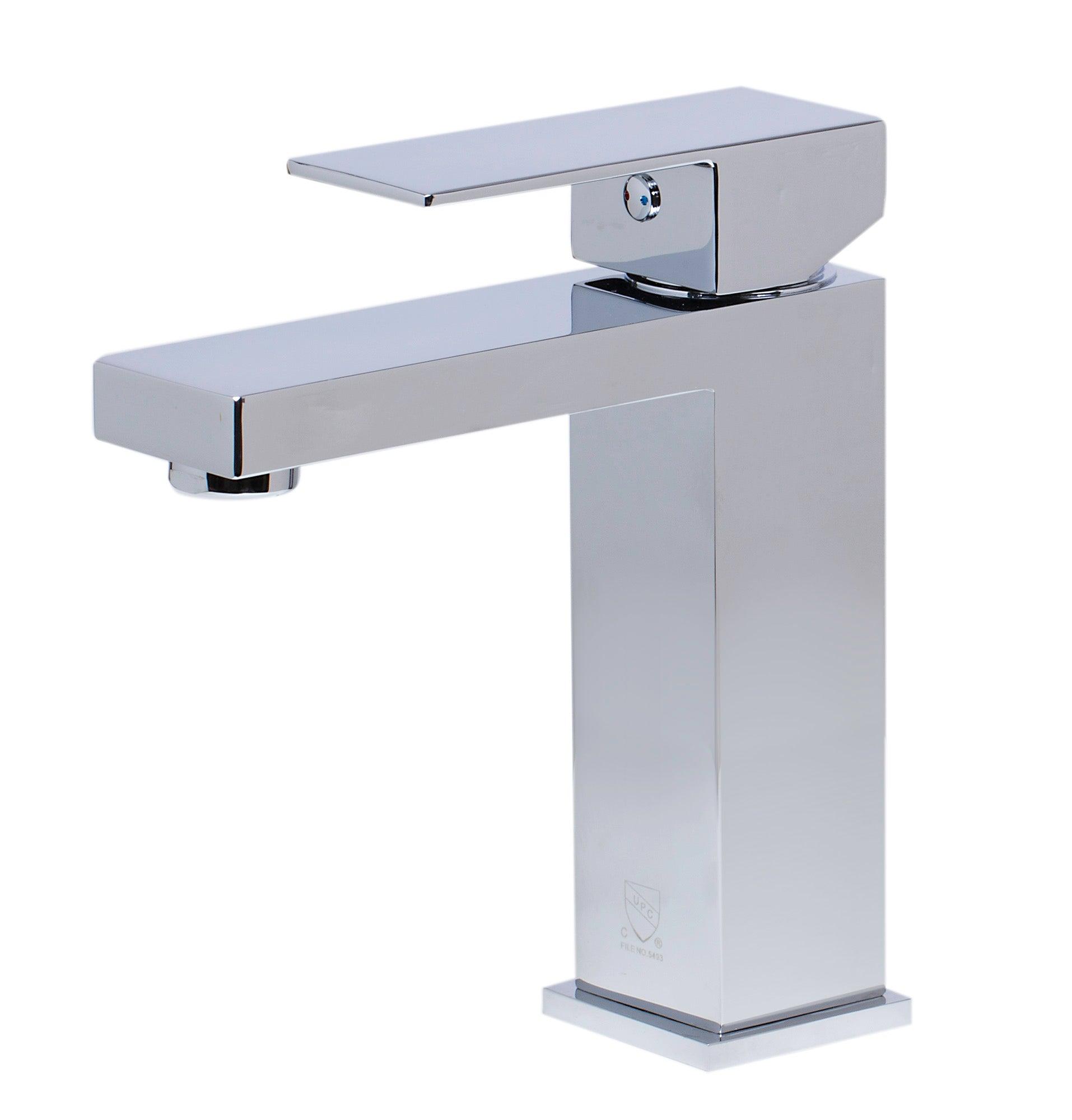ALFI brand AB1229-PC Polished Chrome Square Single Lever Bathroom Faucet