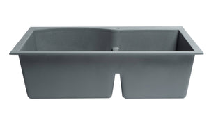 ALFI brand AB3320DI-T Titanium 33" Double Bowl Drop In Granite Composite Kitchen Sink
