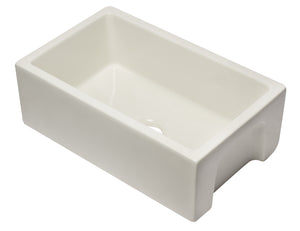 ALFI brand AB3018HS-B 30 inch Biscuit Reversible Smooth / Fluted Single Bowl Fireclay Farm Sink