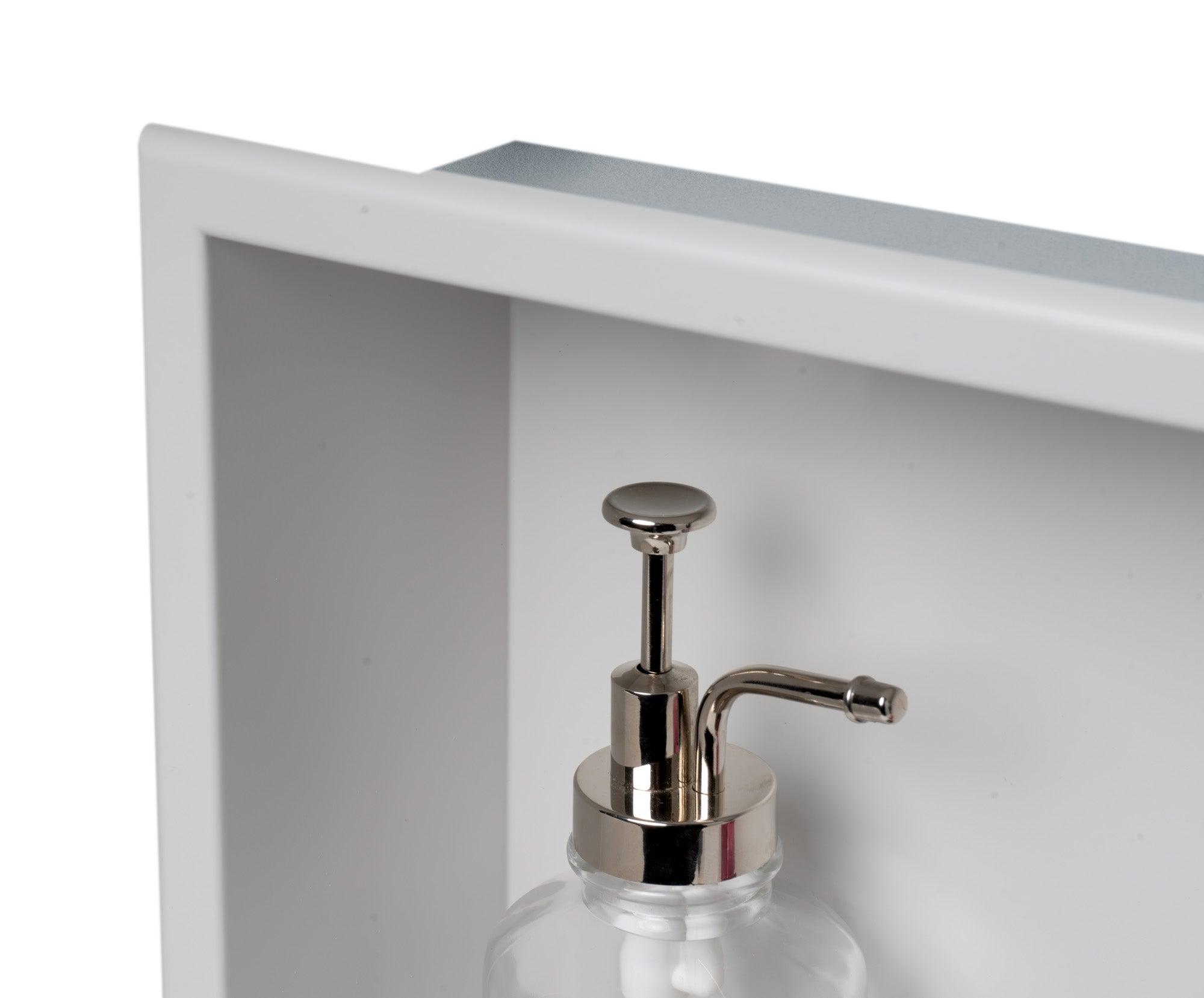 ALFI brand ABNC2412-W 24 x 12 White Matte Stainless Steel Horizontal Single Shelf Bath Shower Niche