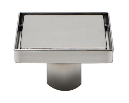 ALFI brand ABSD55B-BSS 5" x 5" Modern Square Polished Stainless Steel Shower Drain with Solid Cover