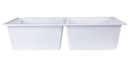 ALFI brand AB3420UM-W White 34" Undermount Double Bowl Granite Composite Kitchen Sink