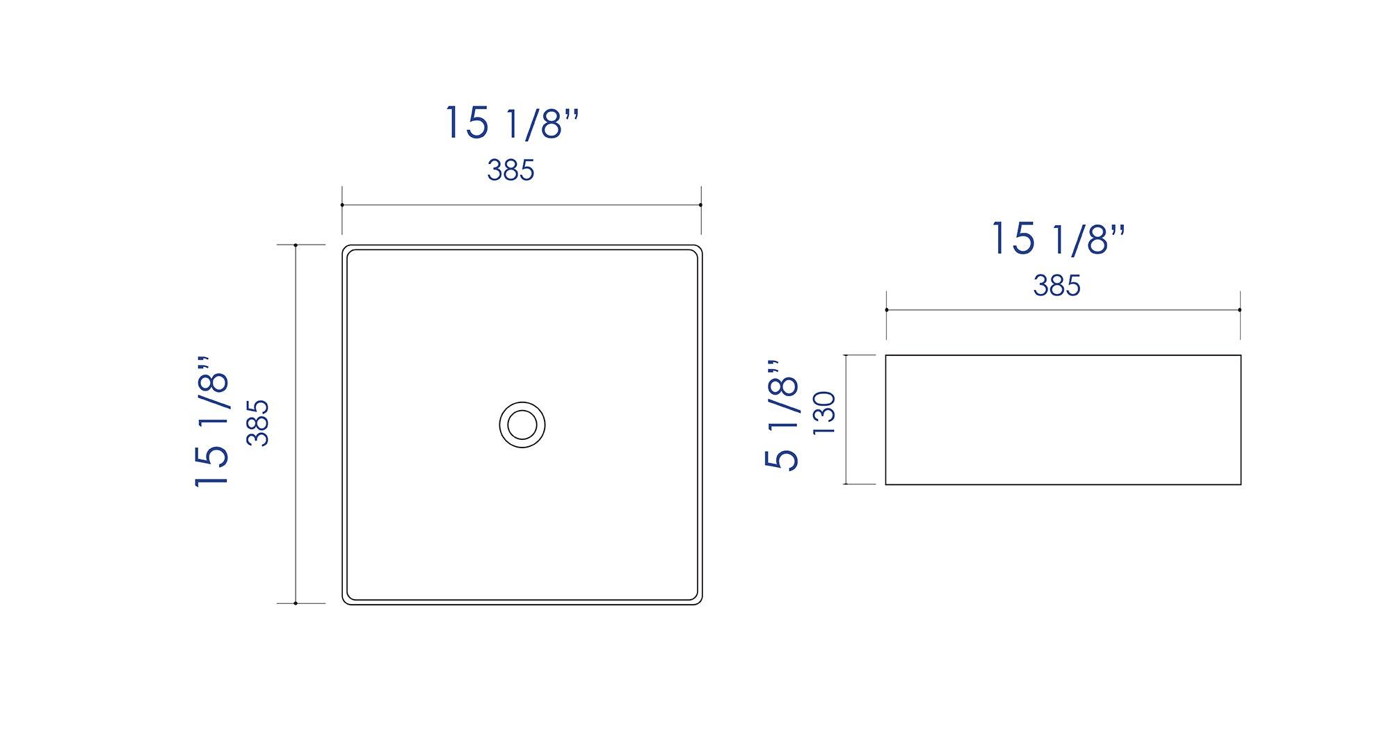 ALFI brand ABC903-W White 16" Modern Square Above Mount Ceramic Sink