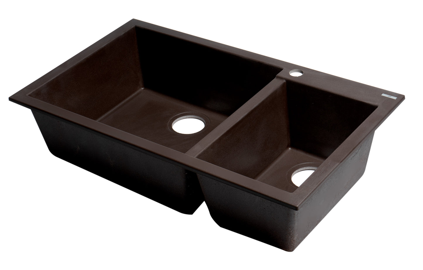 ALFI brand AB3319DI-C Chocolate 34" Double Bowl Drop In Granite Composite Kitchen Sink