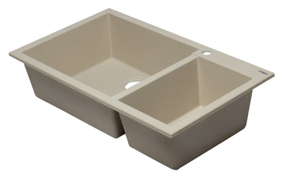 ALFI brand AB3319DI-B Biscuit 34" Double Bowl Drop In Granite Composite Kitchen Sink