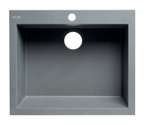 ALFI brand AB2420DI-T Titanium 24" Drop-In Single Bowl Granite Composite Kitchen Sink