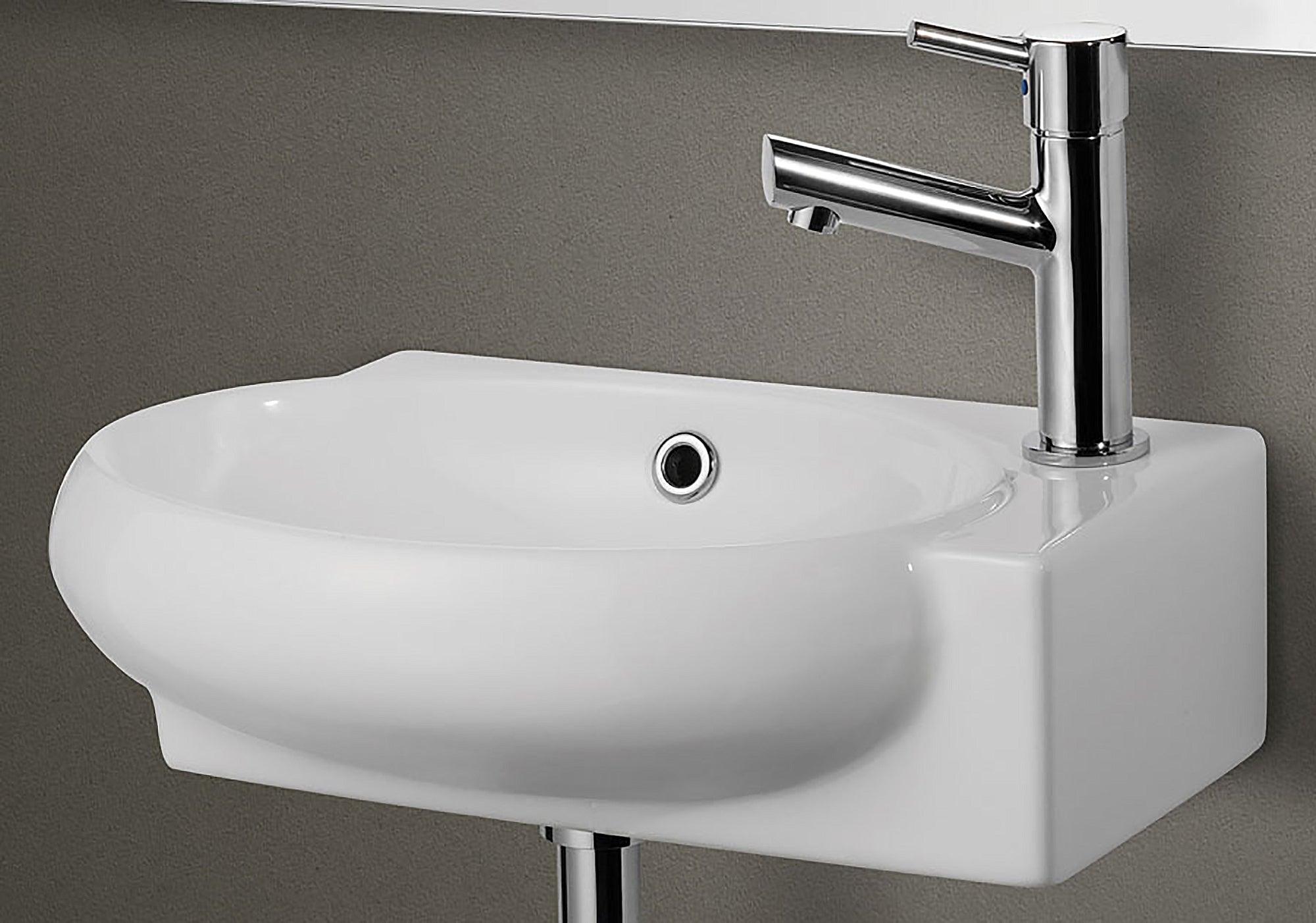 ALFI brand AB107 Small White Wall Mounted Ceramic Bathroom Sink Basin