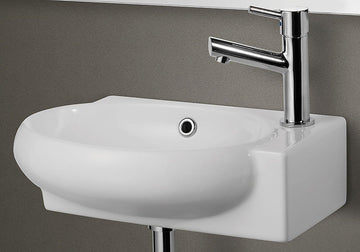 ALFI brand AB107 Small White Wall Mounted Ceramic Bathroom Sink Basin