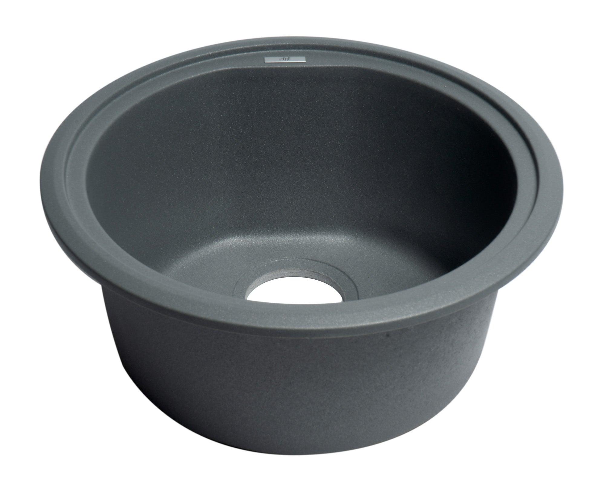 ALFI brand AB1717UM-T Titanium 17" Undermount Round Granite Composite Kitchen Prep Sink