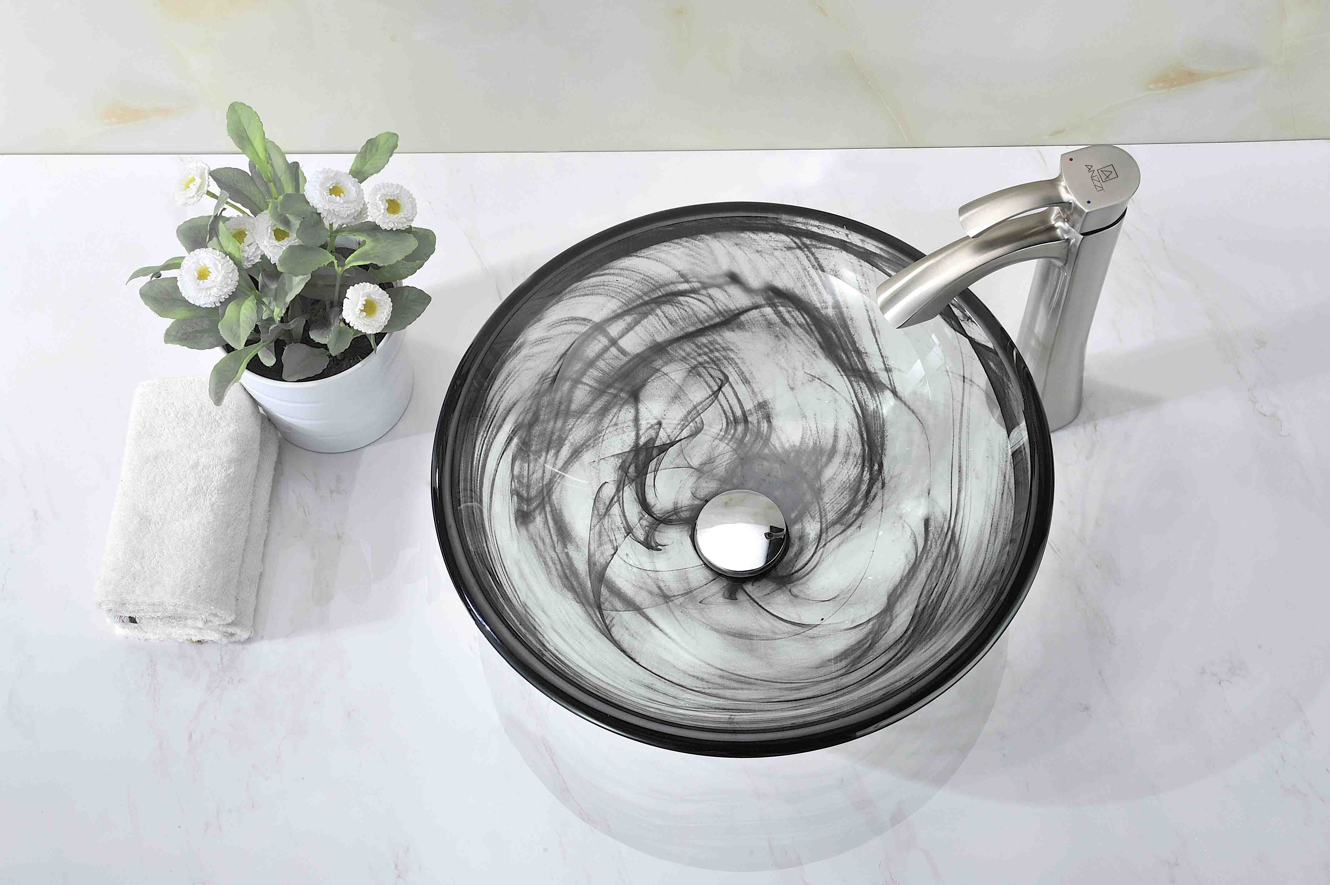 Mezzo Series Vessel Sink with Pop-Up Drain in Slumber Wisp