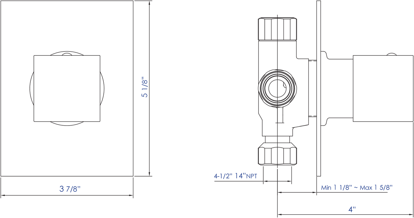 ALFI brand AB9209-PC Polished Chrome Modern Square 3 Way Shower Diverter