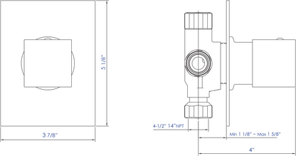 ALFI brand AB9209-BN Brushed Nickel Modern Square 3 Way Shower Diverter