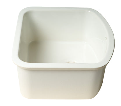 ALFI brand AB1818C 17" White Fireclay Undermount D-Shaped Kitchen Sink