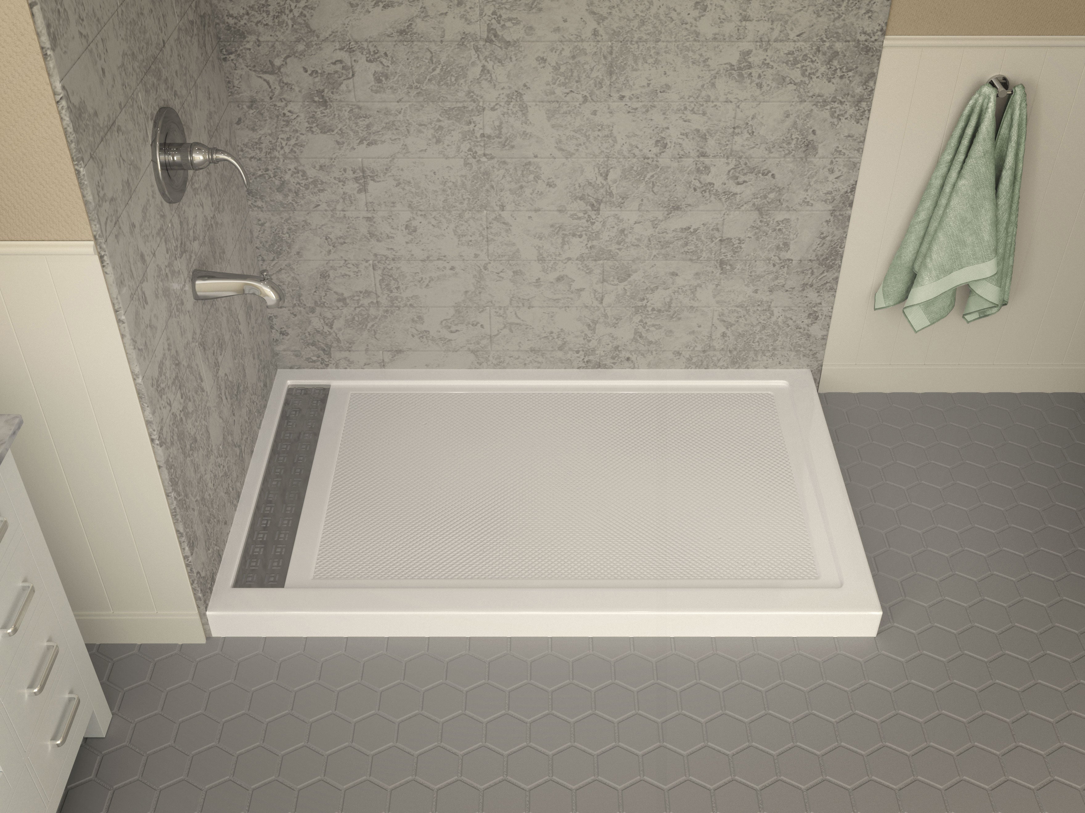 Field Series 36 in. x 60 in. Double Threshold Shower Base in White