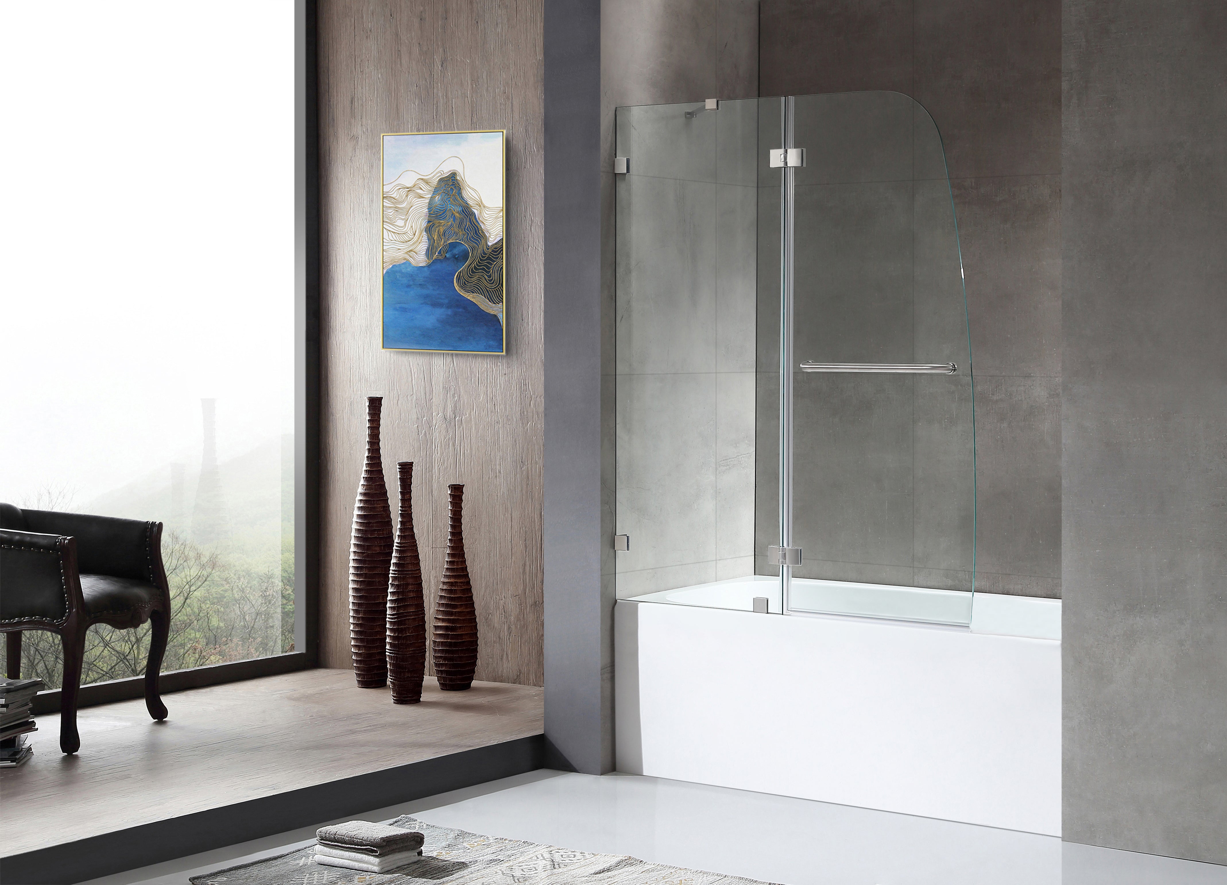 Pacific Series 48 in. by 58 in. Frameless Hinged Tub Door