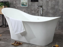 Load image into Gallery viewer, ALFI brand AB9915 74&quot; White Solid Surface Smooth Resin Soaking Slipper Bathtub