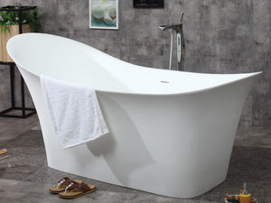 ALFI brand AB9915 74" White Solid Surface Smooth Resin Soaking Slipper Bathtub