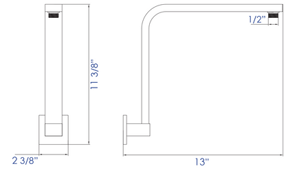 ALFI brand AB12GSW-PC Polished Chrome 12" Square Raised Wall Mounted Shower Arm