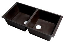 Load image into Gallery viewer, ALFI brand AB3420UM-C Chocolate 34&quot; Undermount Double Bowl Granite Composite Kitchen Sink