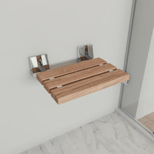 Load image into Gallery viewer, ALFI brand ABS16S-PC Polished Chrome 16&quot; Folding Teak Wood Shower Seat Bench