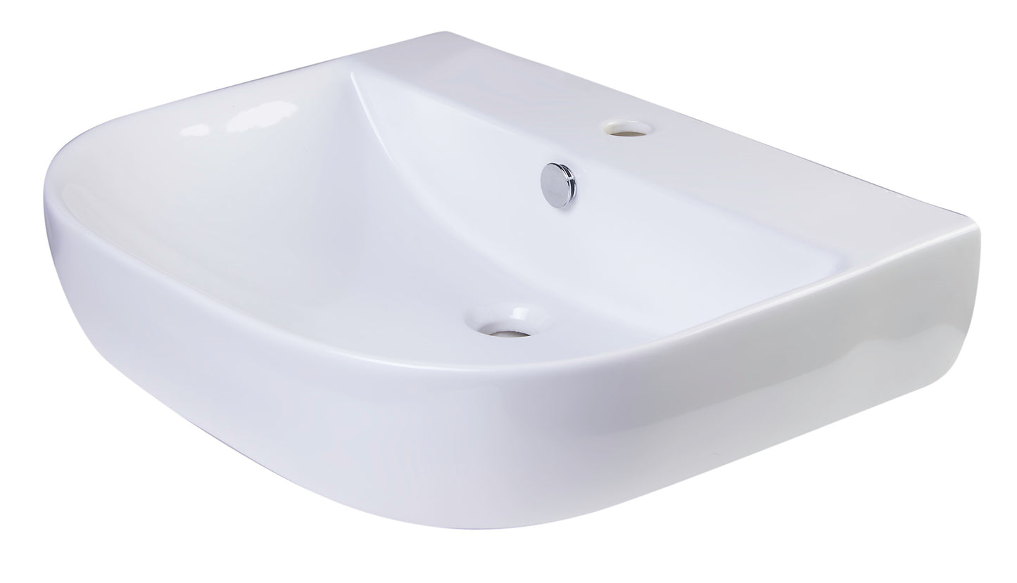 ALFI brand AB111  24" White D-Bowl Porcelain Wall Mounted Bath Sink