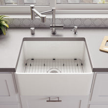 Load image into Gallery viewer, ALFI brand ABF2418 24&quot; White Thin Wall Single Bowl Smooth Apron Fireclay Kitchen Farm Sink