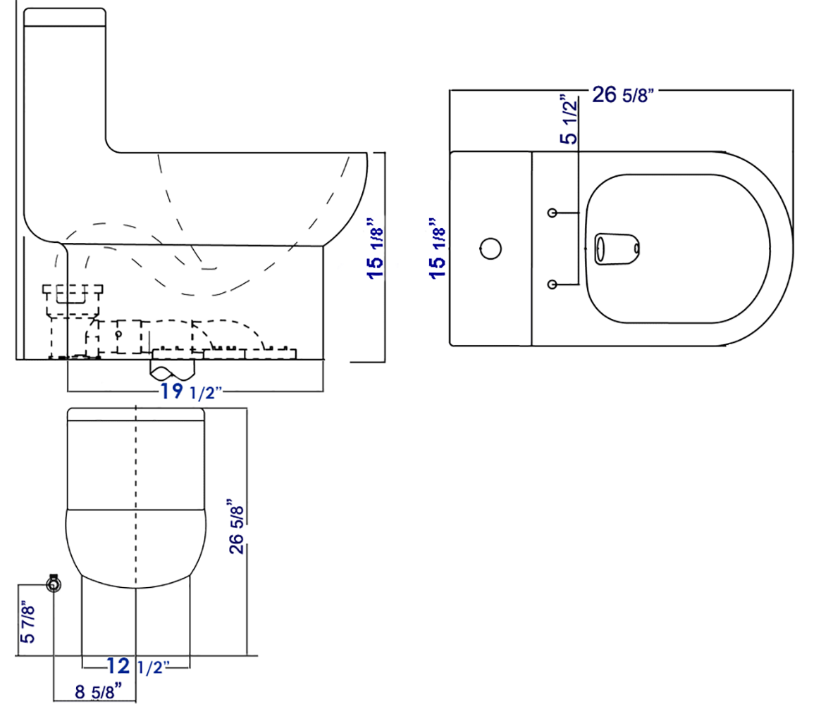 EAGO TB351 Dual Flush One Piece Eco-friendly High Efficiency Low Flush Ceramic Toilet