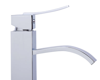 ALFI brand AB1158-PC Tall Polished Chrome Tall Square Body Curved Spout Single Lever Bathroom Faucet