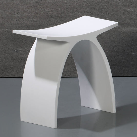 ALFI brand ABST77 Arched White Matte Solid Surface Resin Bathroom / Shower Stool