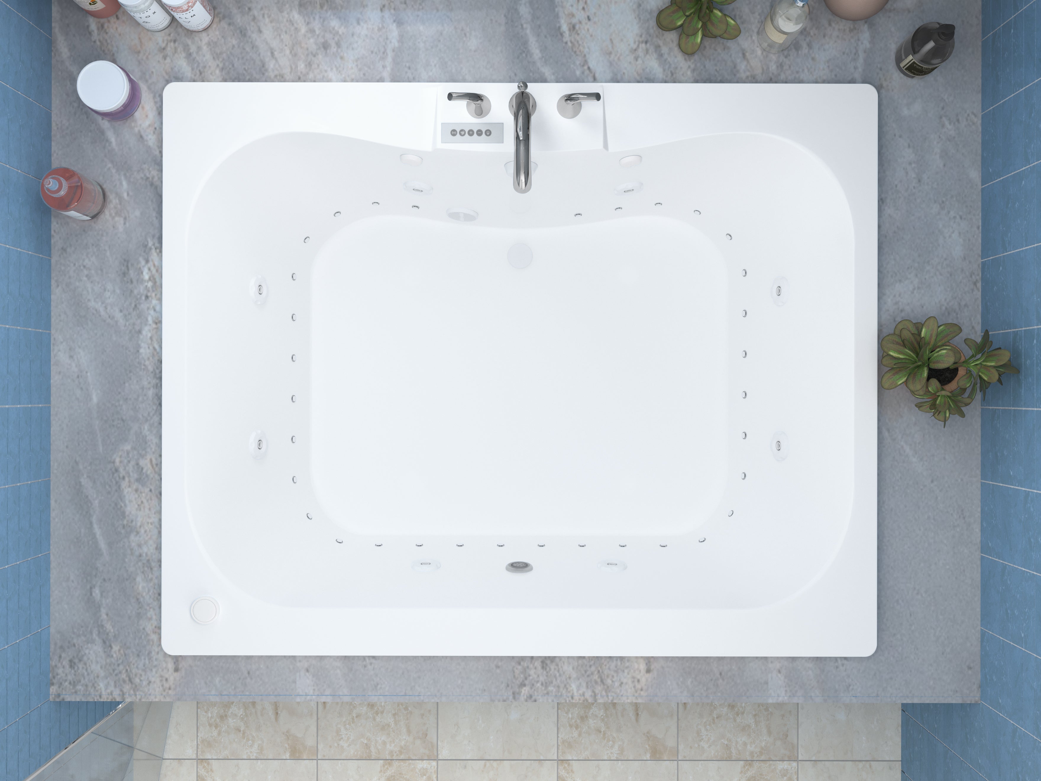 Atlantis Whirlpools Neptune Deluxe Series 40.625 x 58.5in. Air and Whirlpool Jetted Bathtub in White