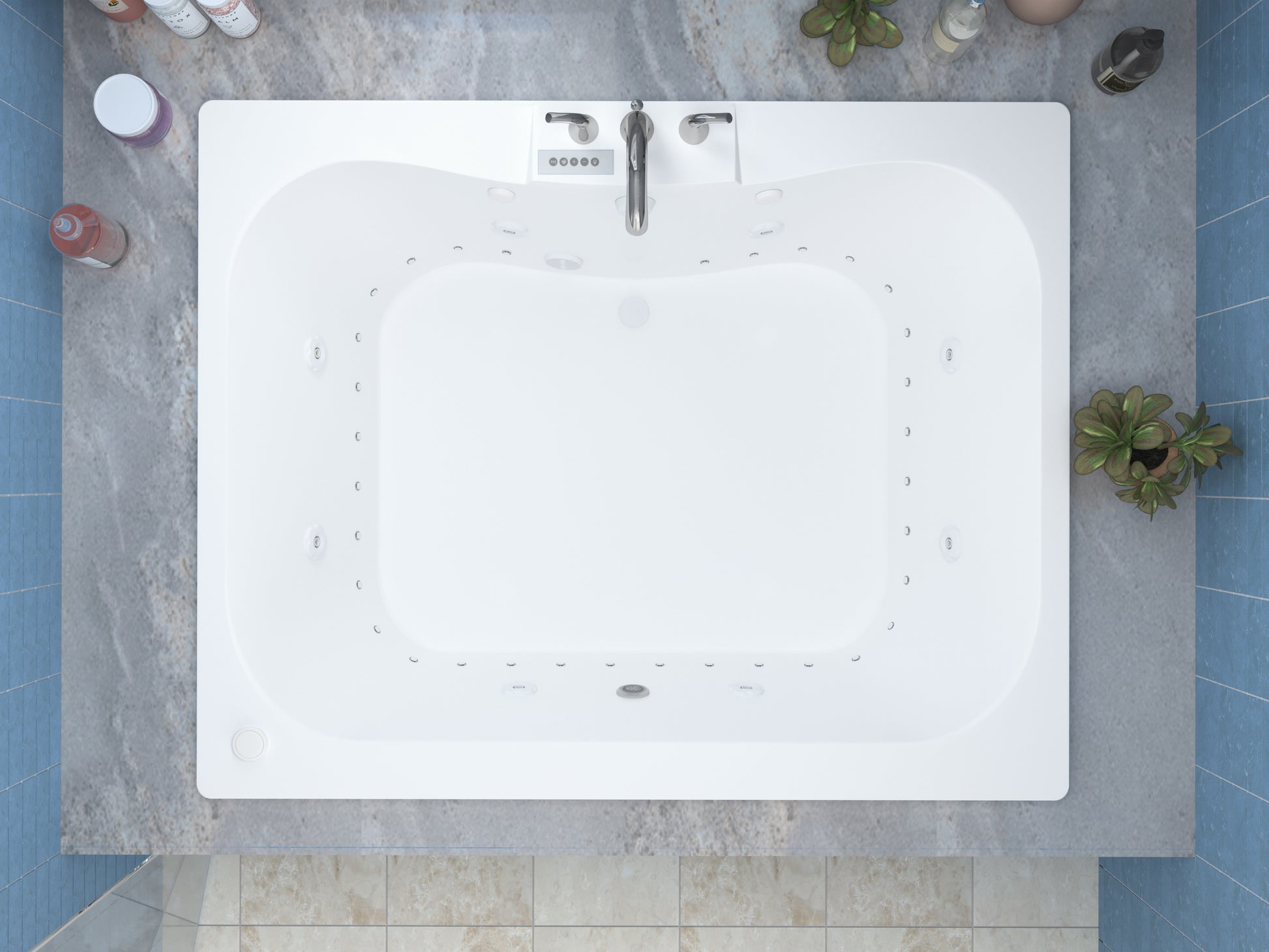 Atlantis Whirlpools Neptune Deluxe Series 47.25 x 59.5in. Air and Whirlpool Jetted Bathtub in White