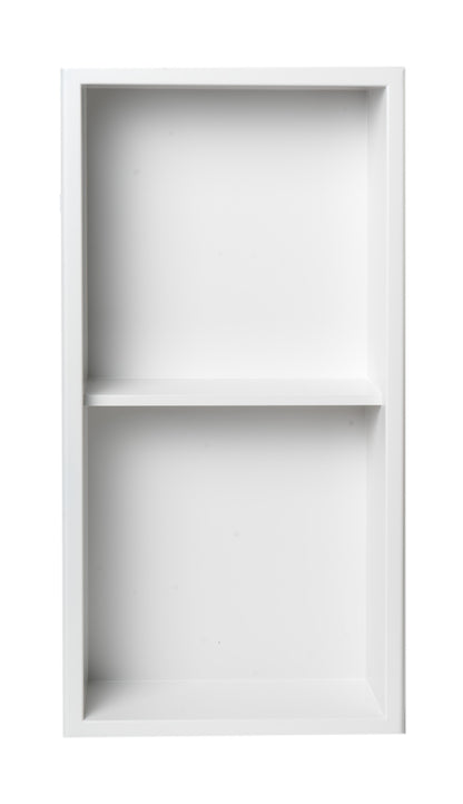 ALFI brand ABNC1224-W 12 x 24 White Matte Stainless Steel Vertical Double Shelf Bath Shower Niche