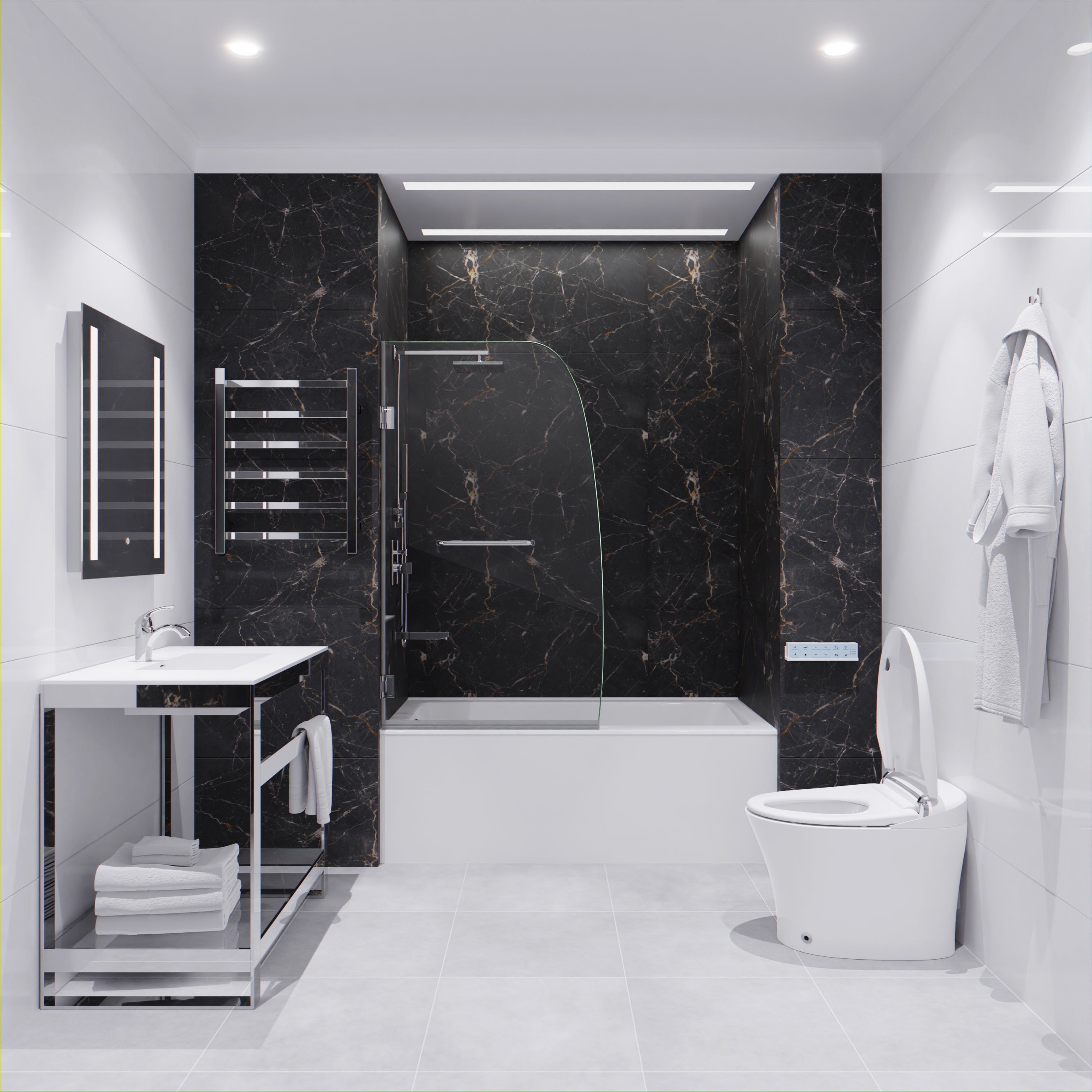 Grand Series 34 in. by 58 in. Frameless Hinged Tub Door