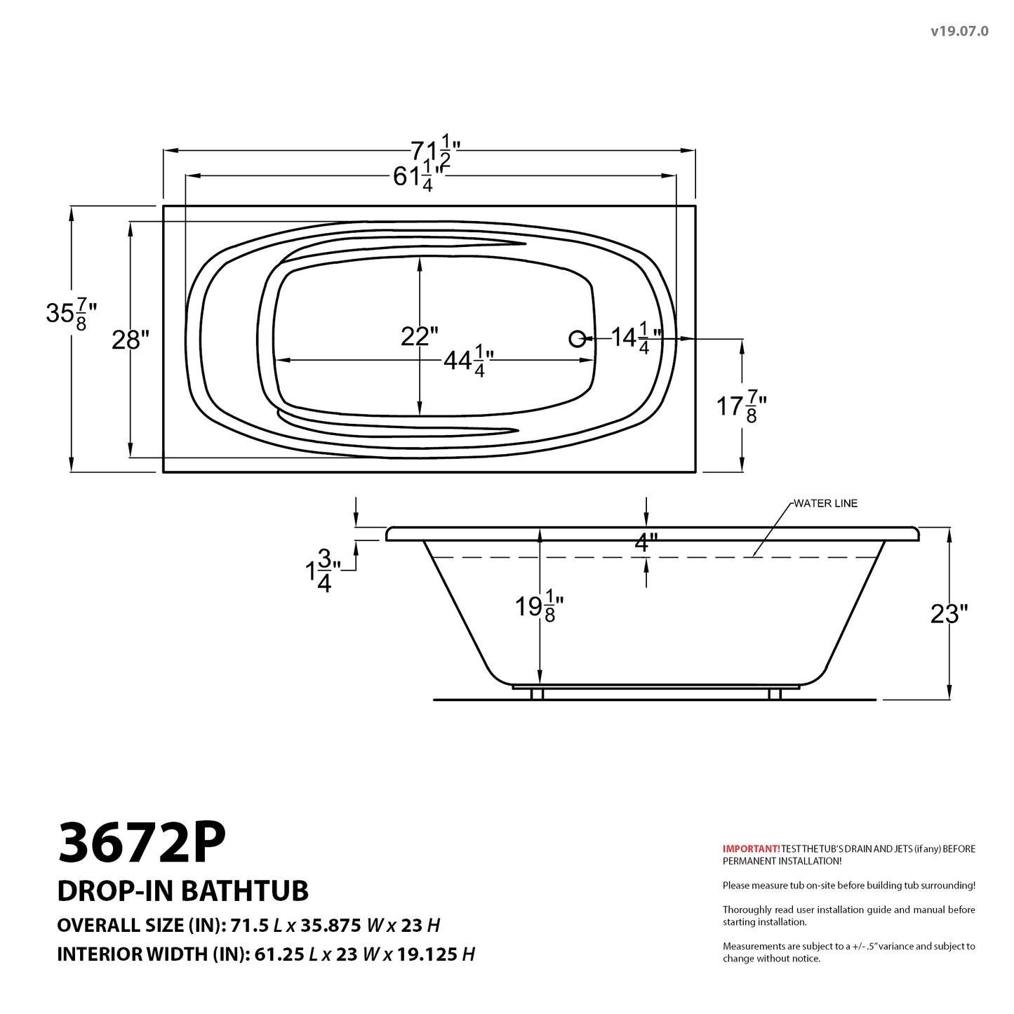 Atlantis Whirlpools Polaris 36 x 72 Rectangular Air Jetted Bathtub – Luxurious Soaking Experience