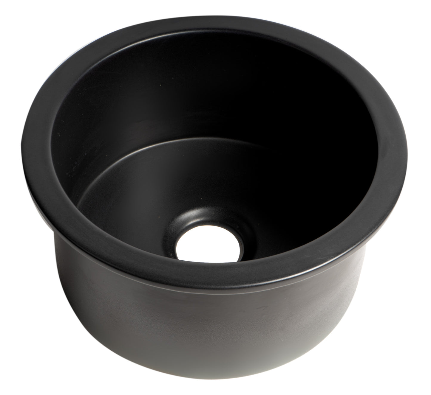 ALFI brand ABF1818R-BM Black Matte Round 18" x 18" Undermount / Drop In Fireclay Prep Sink