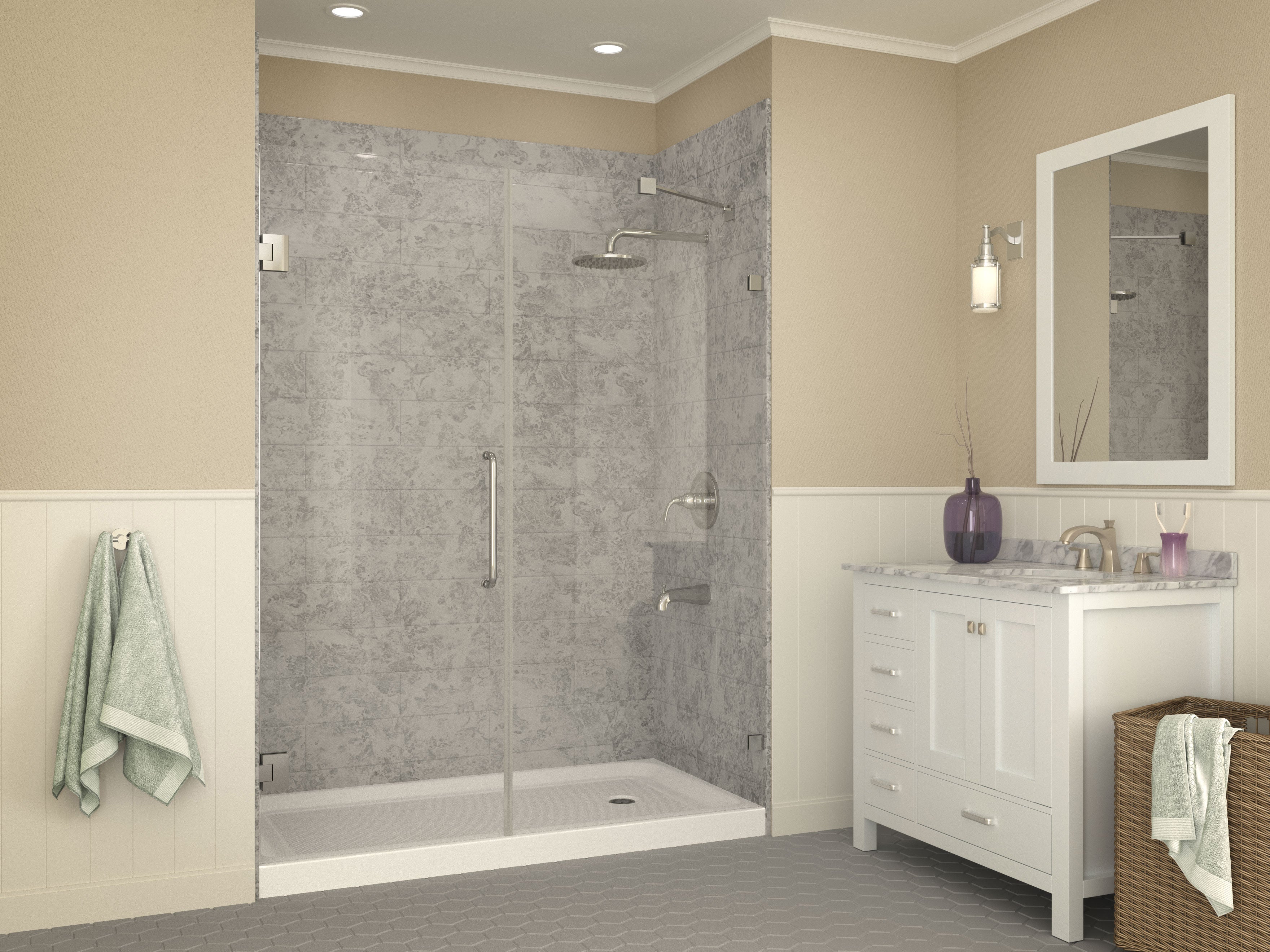 Tier 32 x 60  in. Single Threshold Shower Base in White