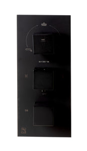 ALFI brand AB2801-BM Black Matte 3-Way Thermostatic Valve Shower Mixer Square Knobs