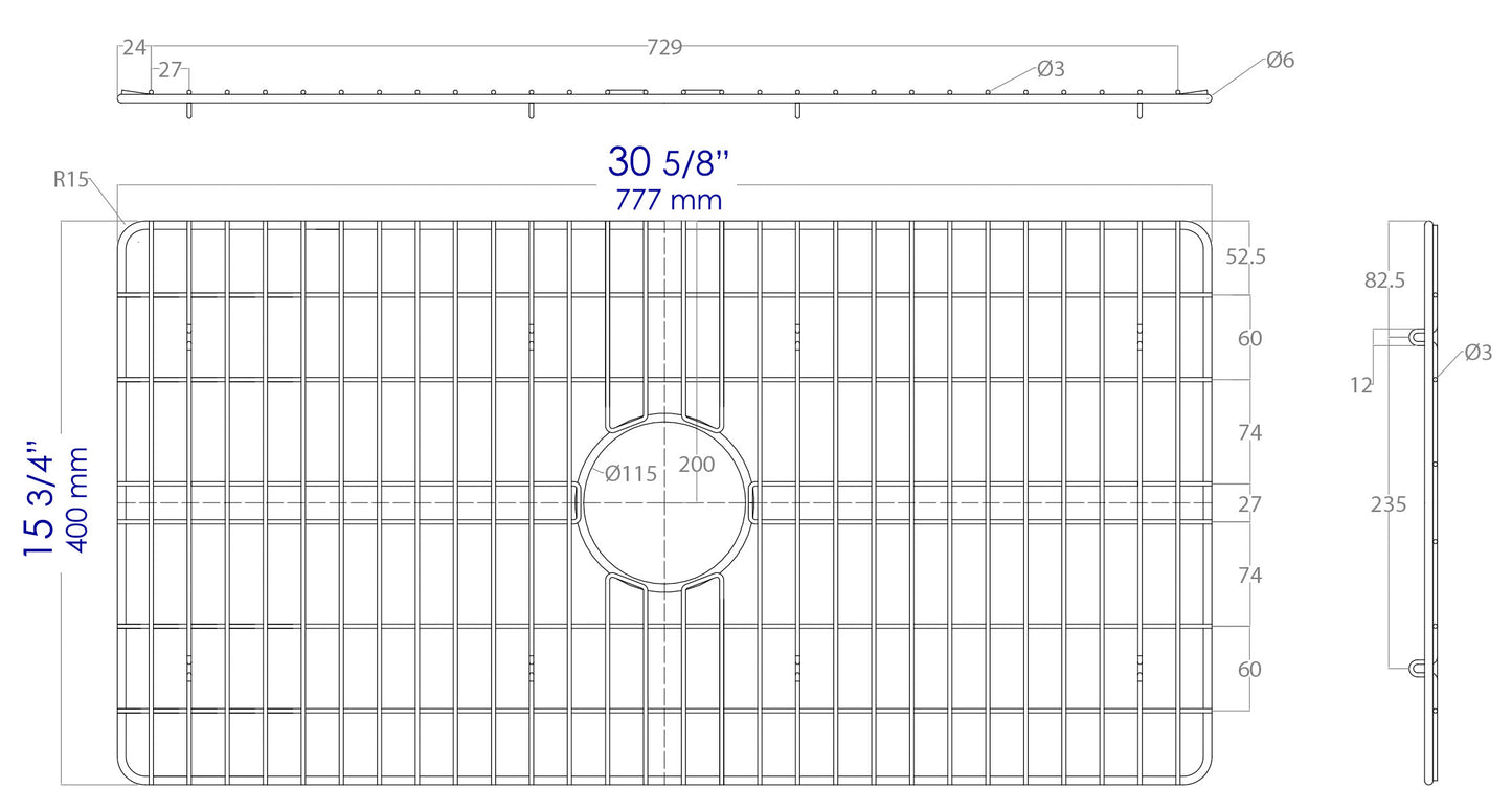 ALFI brand ABGR33S Solid Stainless Steel Kitchen Sink Grid for ABF3318S Sink