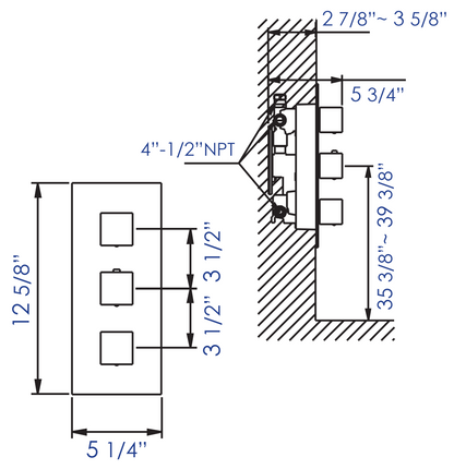 ALFI brand AB2701-PC Polished Chrome Square 2 Way Thermostatic Shower Mixer