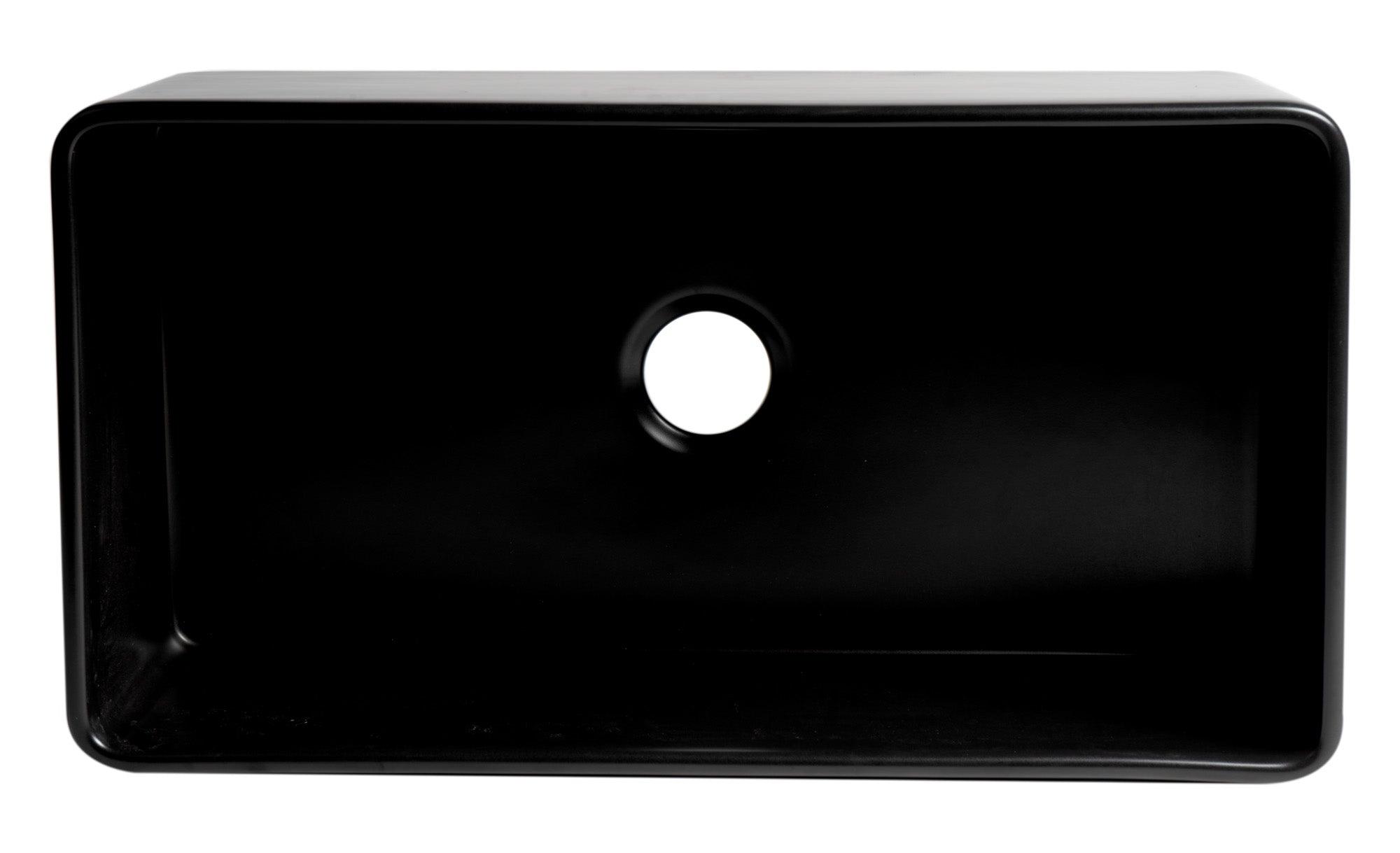 ALFI brand ABF3318S-BM Black Matte Smooth Apron 33" x 18" Single Bowl Fireclay Farm Sink