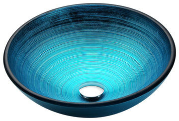 Taba Series Deco-Glass Vessel Sink in Lustrous Blue