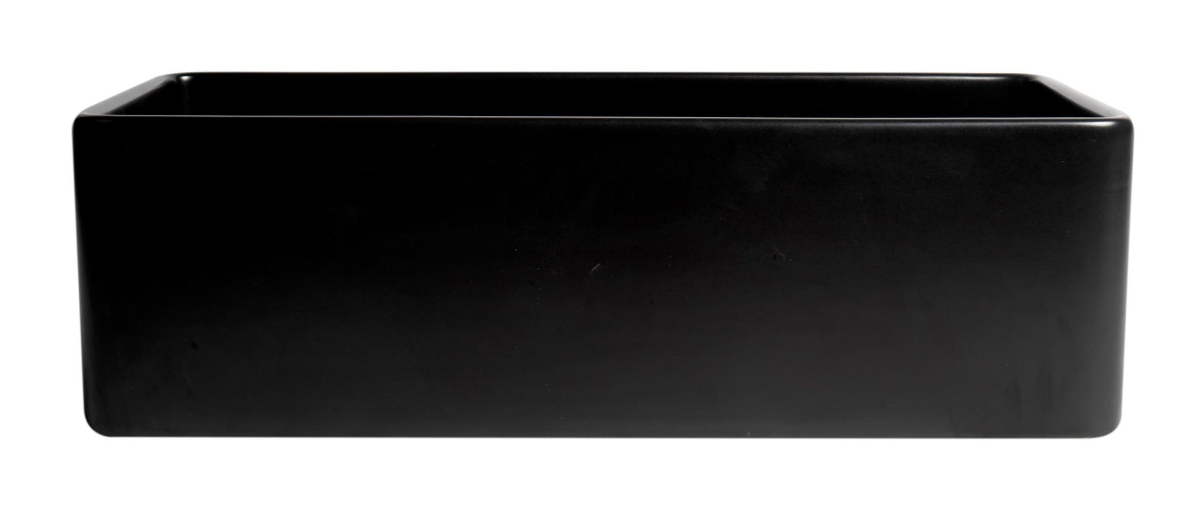 ALFI brand ABF3318S-BM Black Matte Smooth Apron 33" x 18" Single Bowl Fireclay Farm Sink