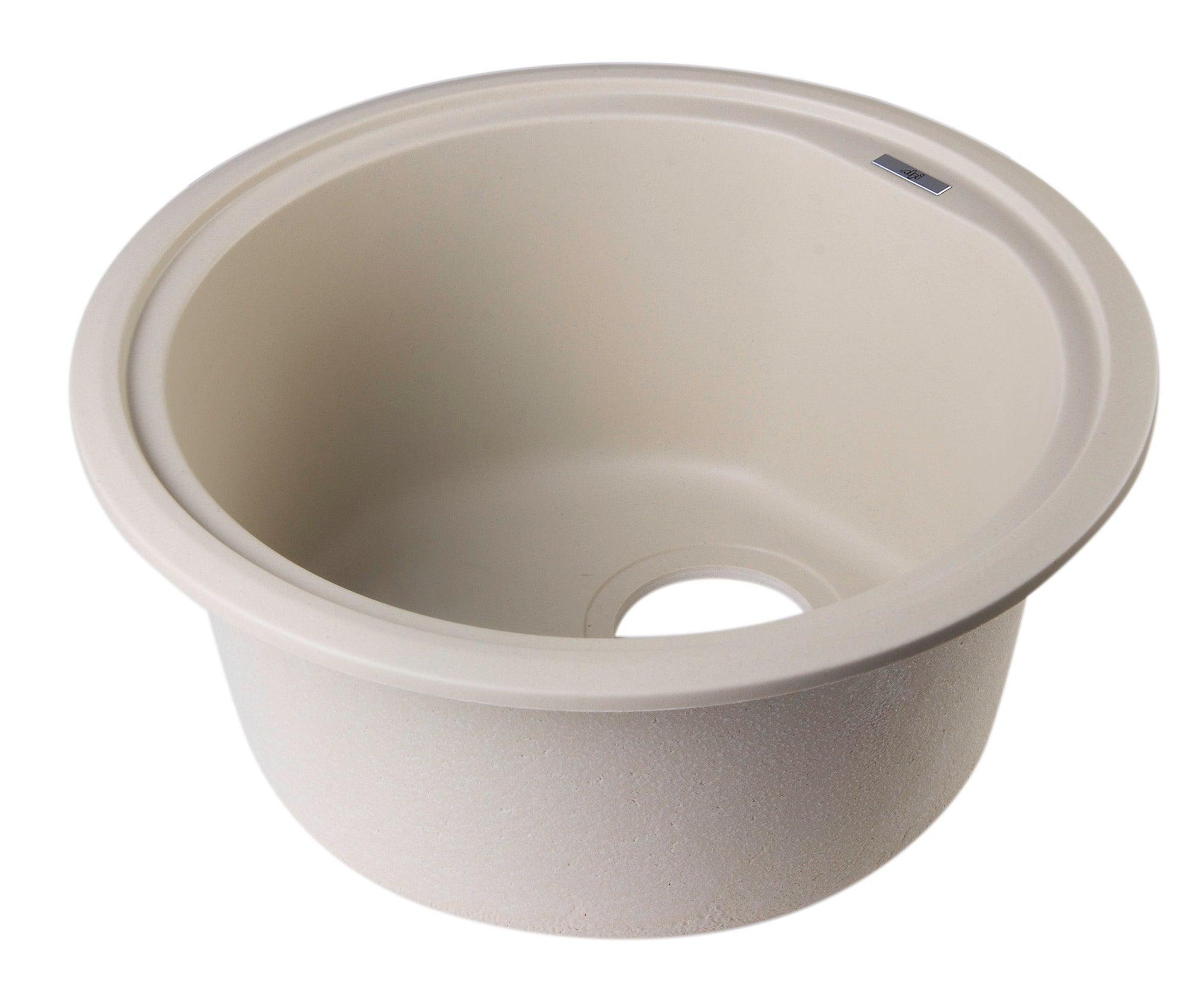 ALFI brand AB1717UM-B Biscuit 17" Undermount Round Granite Composite Kitchen Prep Sink