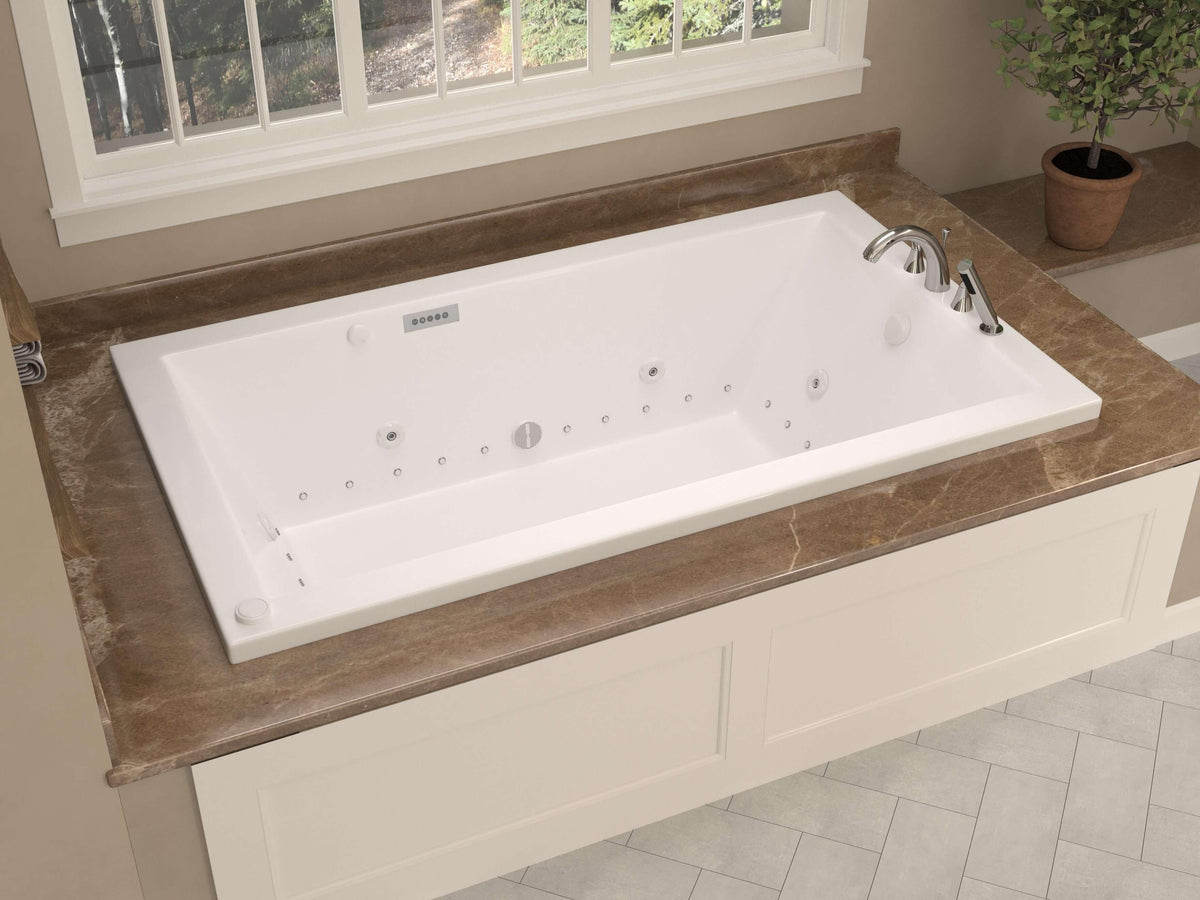 Atlantis Whirlpools Venetian Deluxe Series 30 x 60in. Air and Whirlpool Jetted Bathtub in White side view